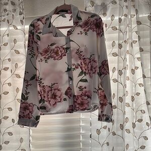Floral Sheer Blouse - Pink